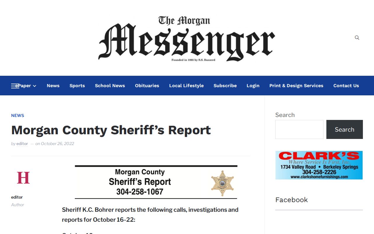 Morgan County Sheriff’s Report local crime news record context
