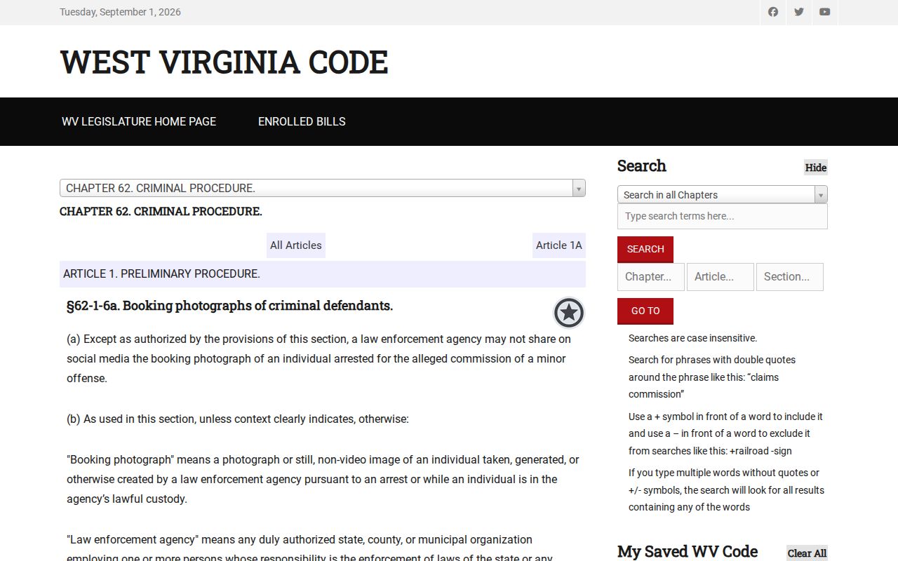 Morgan County booking-photo law source from West Virginia record-access materials